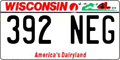 WI license plate 392NEG
