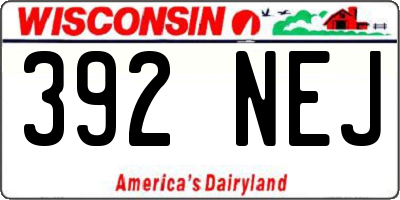 WI license plate 392NEJ