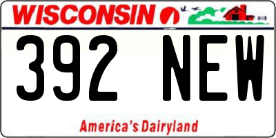 WI license plate 392NEW