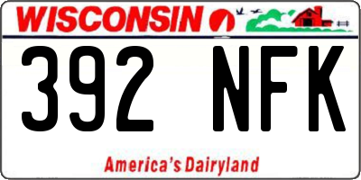 WI license plate 392NFK