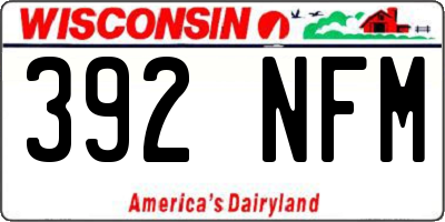 WI license plate 392NFM