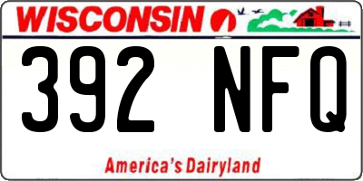 WI license plate 392NFQ
