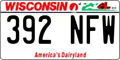 WI license plate 392NFW