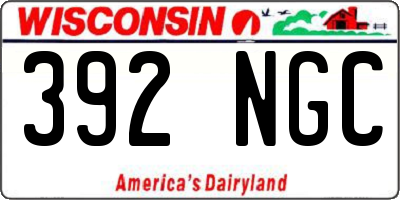 WI license plate 392NGC
