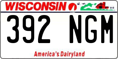 WI license plate 392NGM