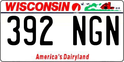 WI license plate 392NGN
