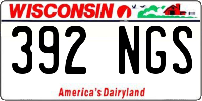 WI license plate 392NGS