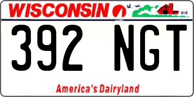 WI license plate 392NGT