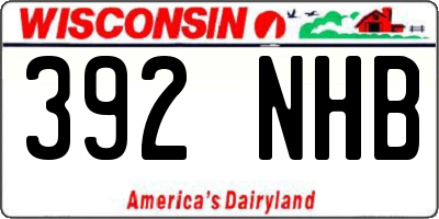 WI license plate 392NHB