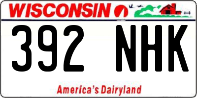 WI license plate 392NHK