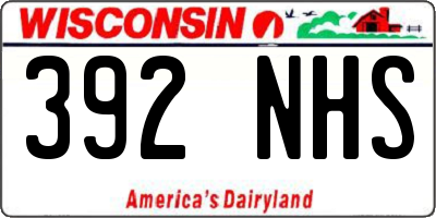 WI license plate 392NHS