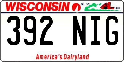 WI license plate 392NIG