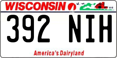 WI license plate 392NIH