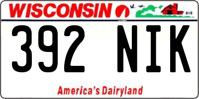 WI license plate 392NIK