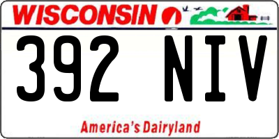 WI license plate 392NIV