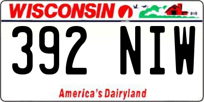 WI license plate 392NIW