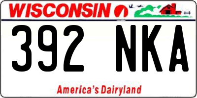 WI license plate 392NKA