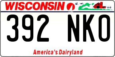 WI license plate 392NKO