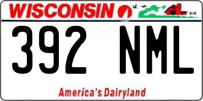 WI license plate 392NML