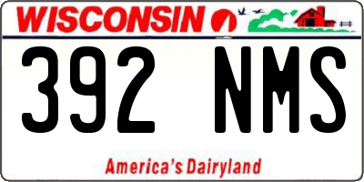 WI license plate 392NMS