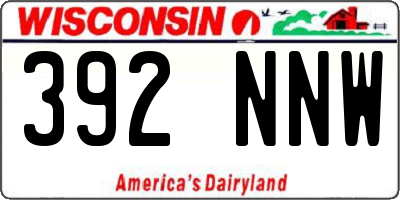 WI license plate 392NNW
