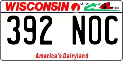 WI license plate 392NOC
