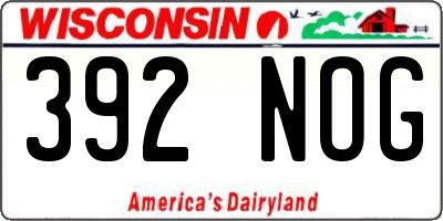 WI license plate 392NOG