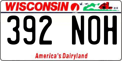 WI license plate 392NOH