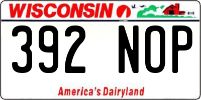 WI license plate 392NOP