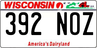 WI license plate 392NOZ