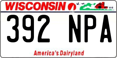 WI license plate 392NPA