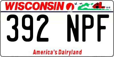 WI license plate 392NPF