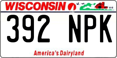 WI license plate 392NPK