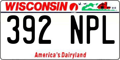 WI license plate 392NPL