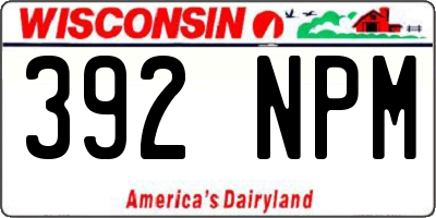 WI license plate 392NPM
