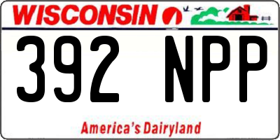 WI license plate 392NPP