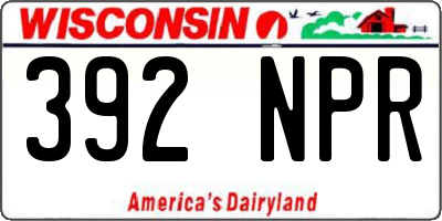 WI license plate 392NPR