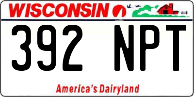 WI license plate 392NPT
