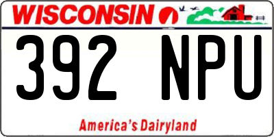 WI license plate 392NPU