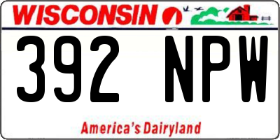WI license plate 392NPW