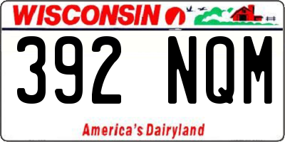 WI license plate 392NQM