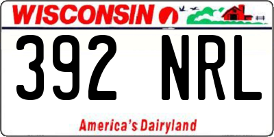 WI license plate 392NRL