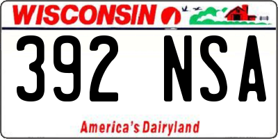 WI license plate 392NSA