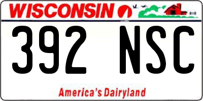 WI license plate 392NSC