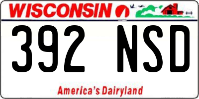 WI license plate 392NSD