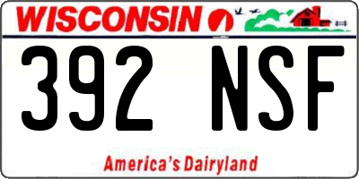 WI license plate 392NSF