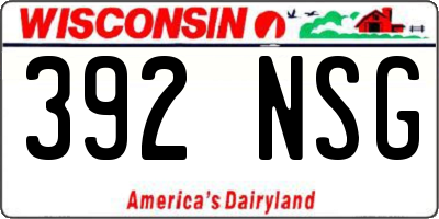 WI license plate 392NSG