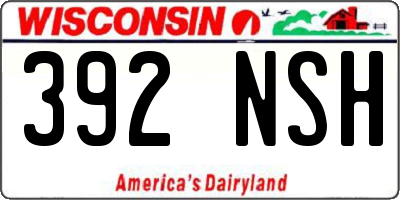 WI license plate 392NSH