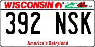 WI license plate 392NSK