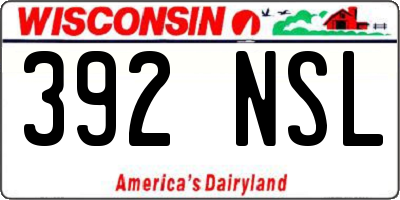 WI license plate 392NSL